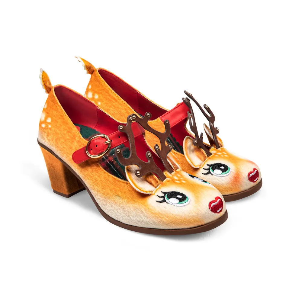 Chocolaticas® Mid Heels Reindeer Love Women's Mary Jane Pump