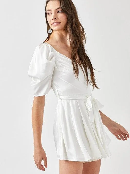 Cloud Nine Pleated Puff Sleeve Romper