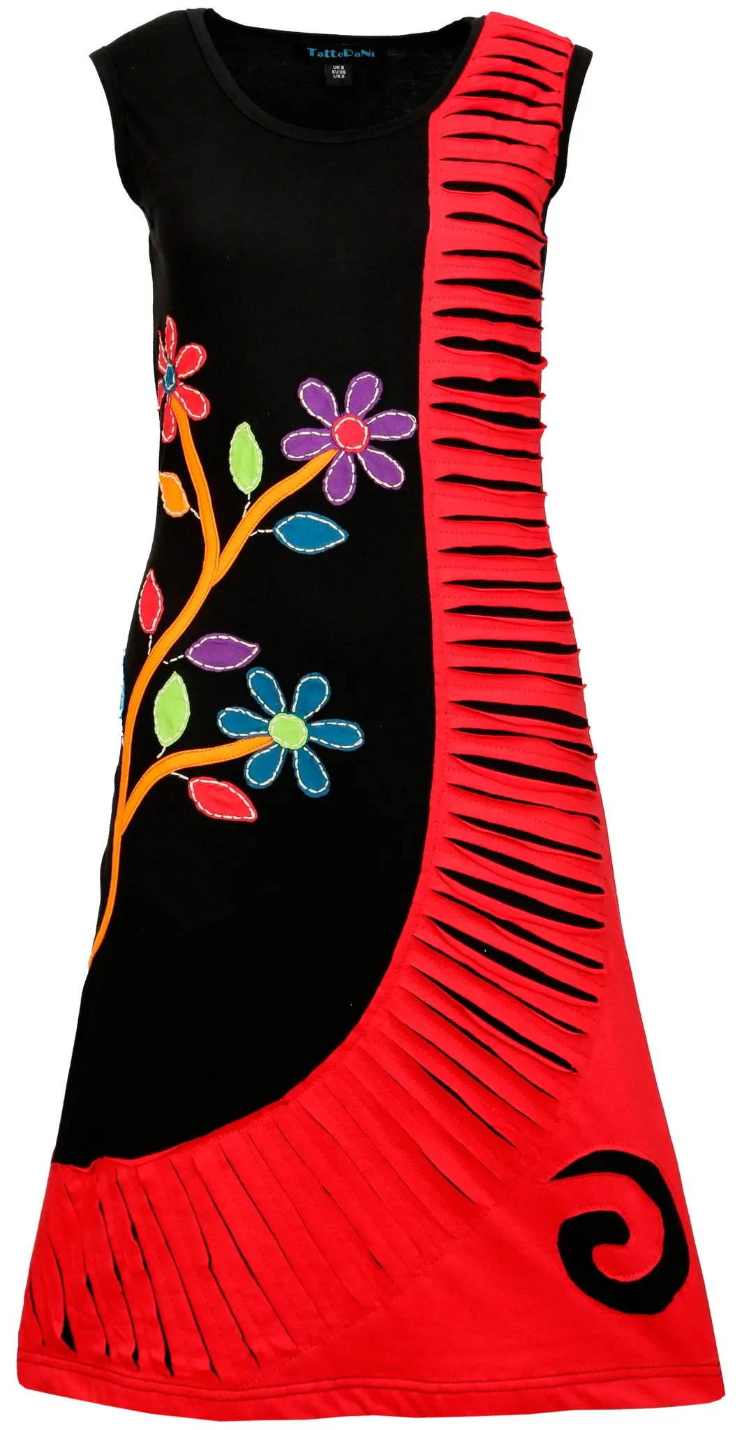 Colorful Flower Embroidery Dress With Razor Cut Design.