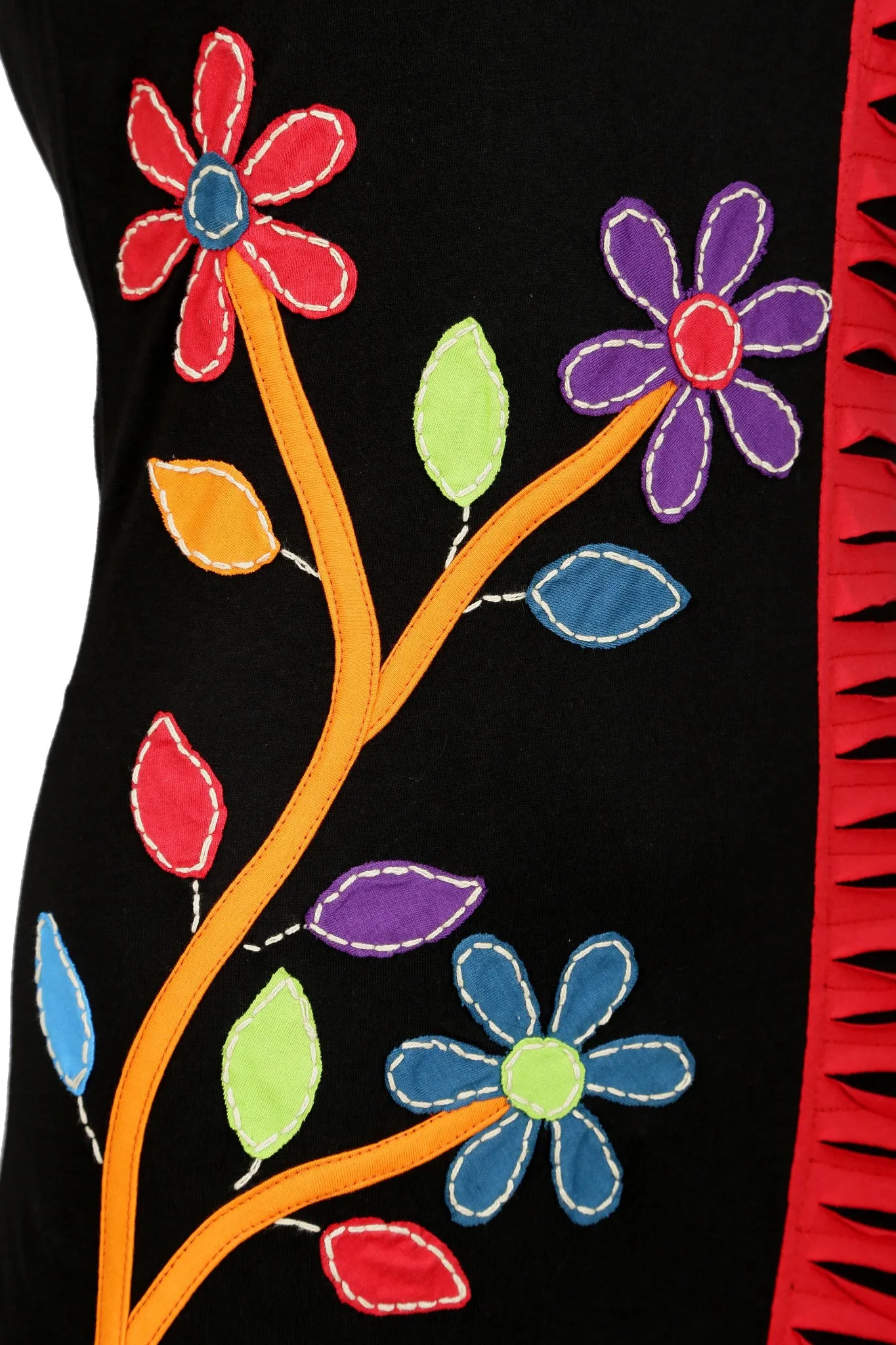 Colorful Flower Embroidery Dress With Razor Cut Design.