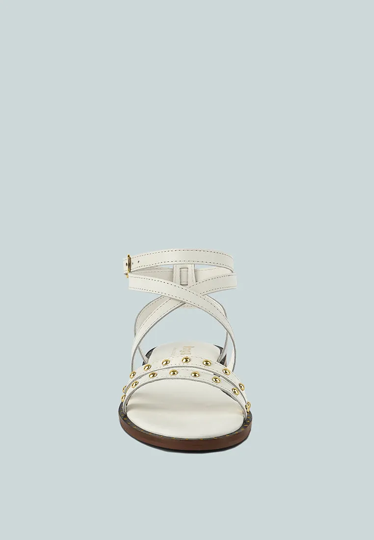 CORRIANE Studs Embellishment Off White Strappy Sandals