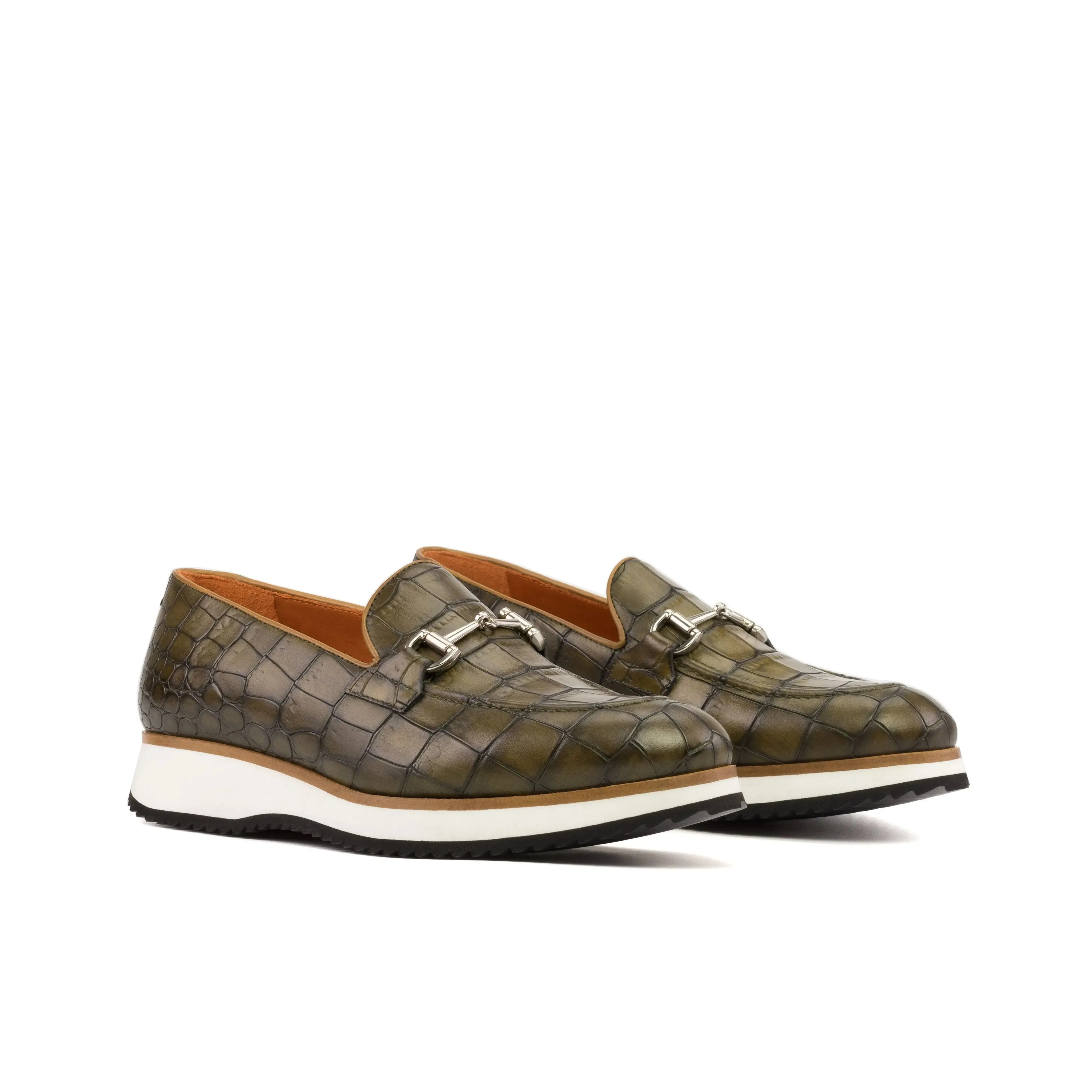 DapperFam Luciano in Olive / Cognac Men's Italian Leather