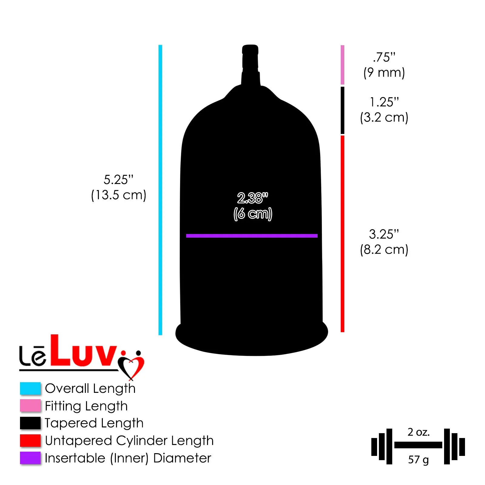 EasyOp 2.5" x 4" Penis Head Cylinder with Sleeve Choice - TPR or Silicone