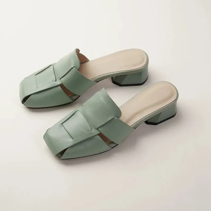 Elia Womens Green Flat Mules