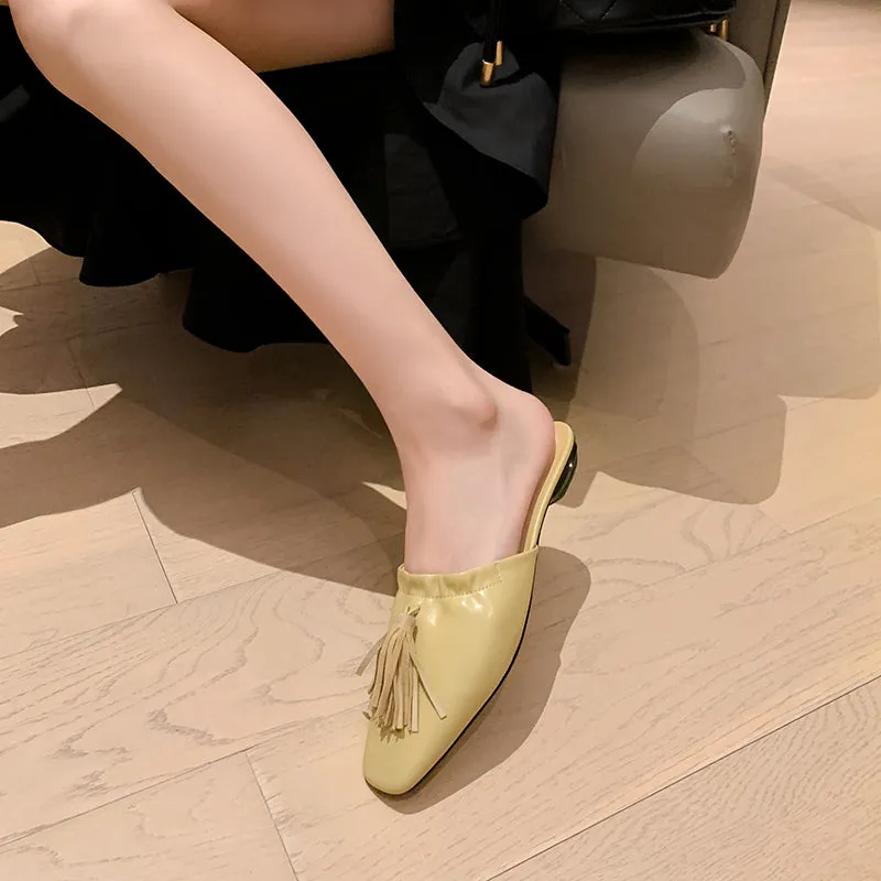 Elsa Yellow Womens Flat Mules