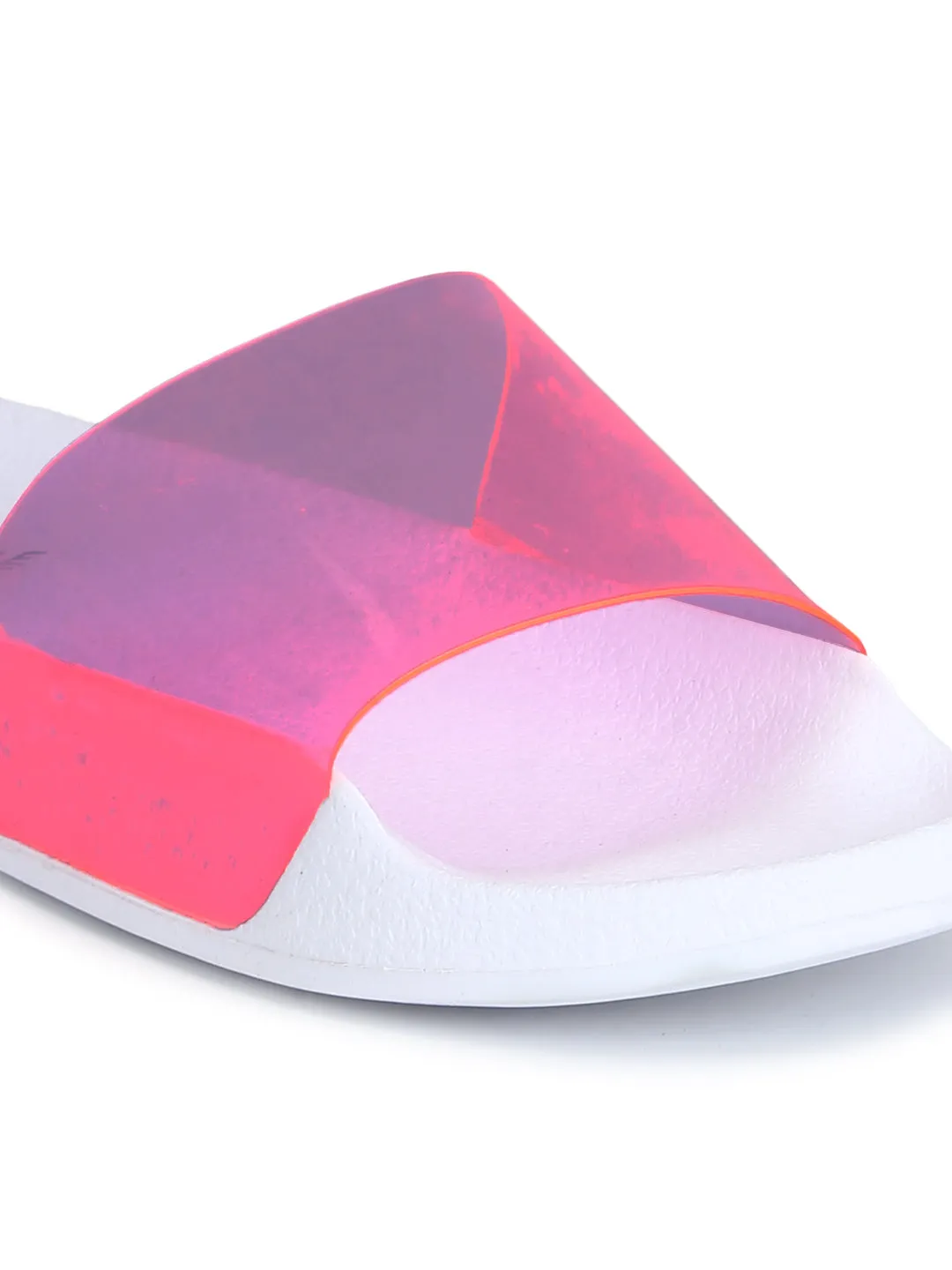 Fuschia Perspex Slip-on Flats