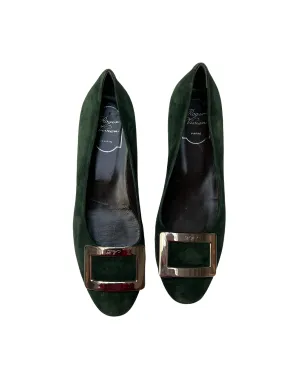 Green Suede Flats - 7.5