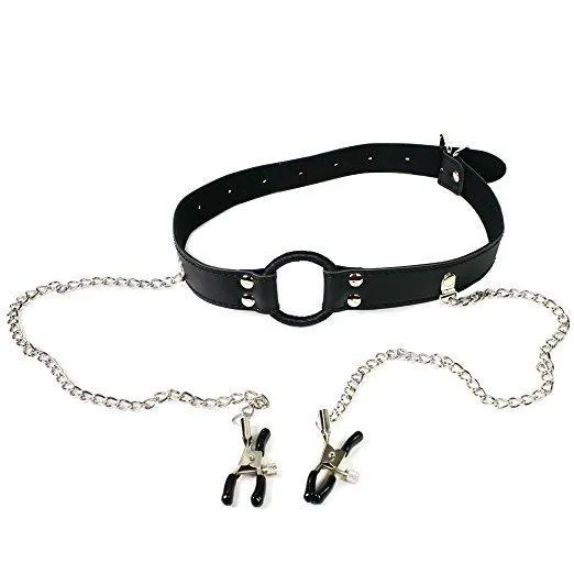 Harness with Gag & Nipple Clamps Set