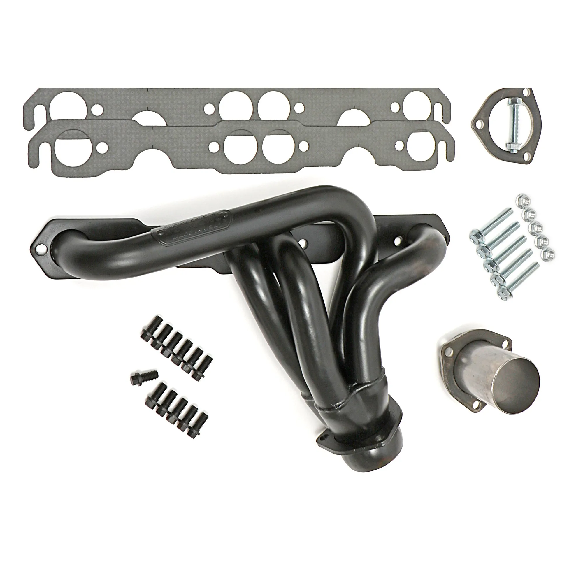 Hedman Hedders Street Headers - 1.5 in Primary - 2.5 in Collector - Black Paint - Small Block Chevy - Jeep CJ 1972-86 - Pair