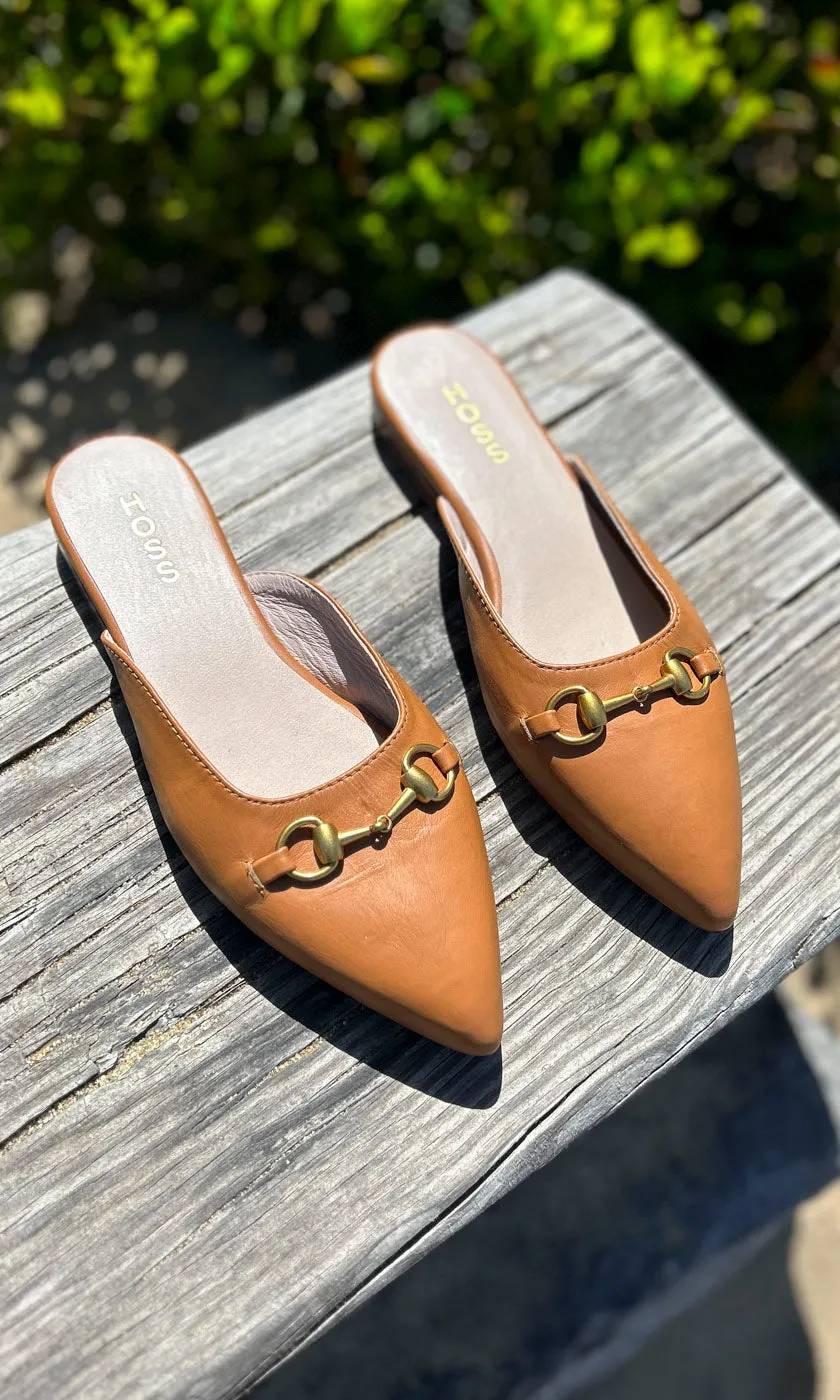 HOSS Tan Leather Eclipse Mule