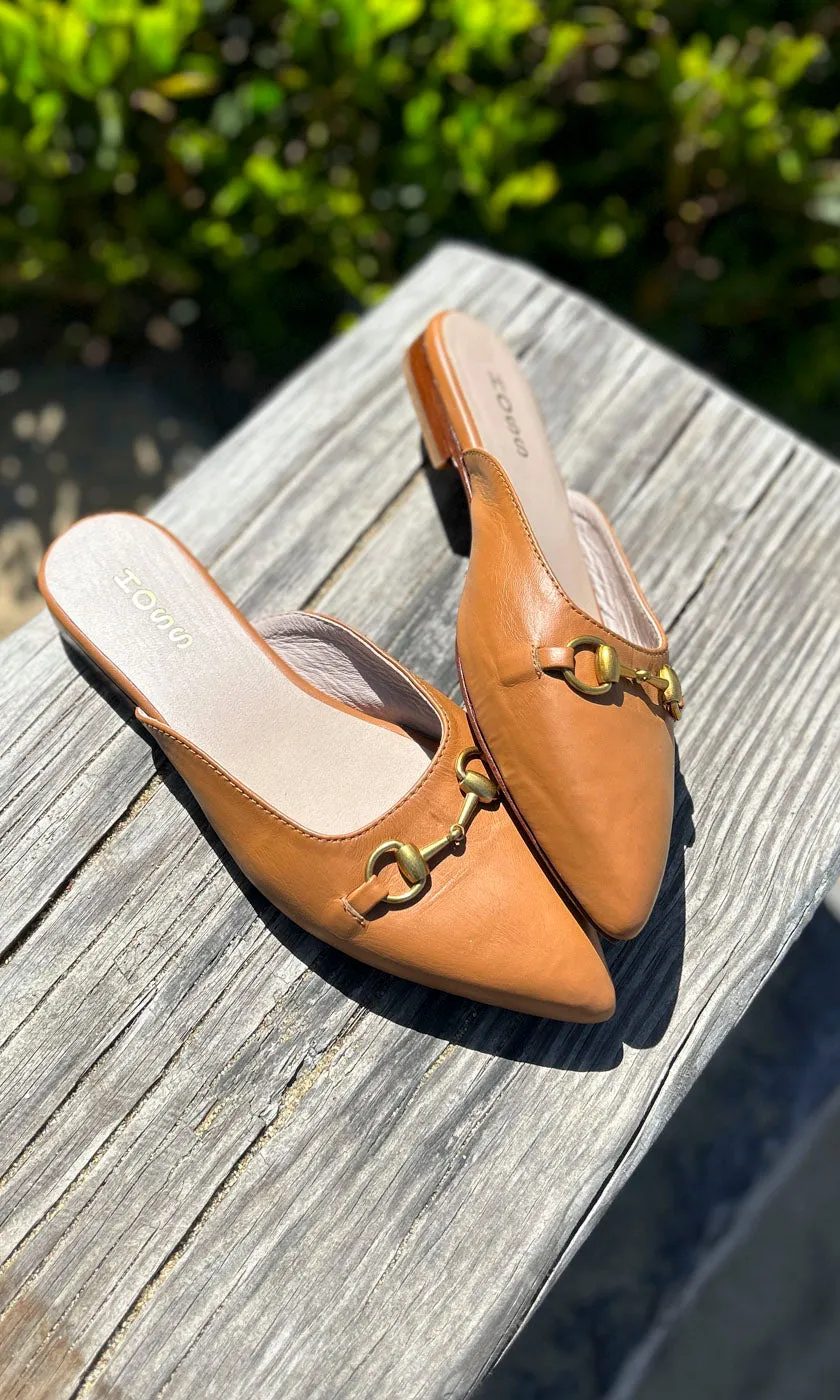 HOSS Tan Leather Eclipse Mule