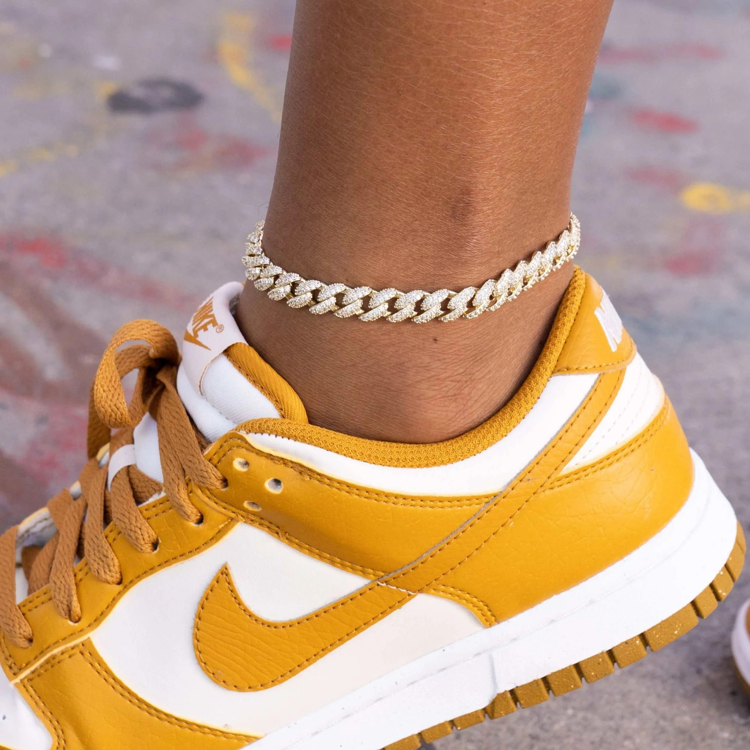 Iced Cuban Anklet in Yellow Gold - 8.5mm