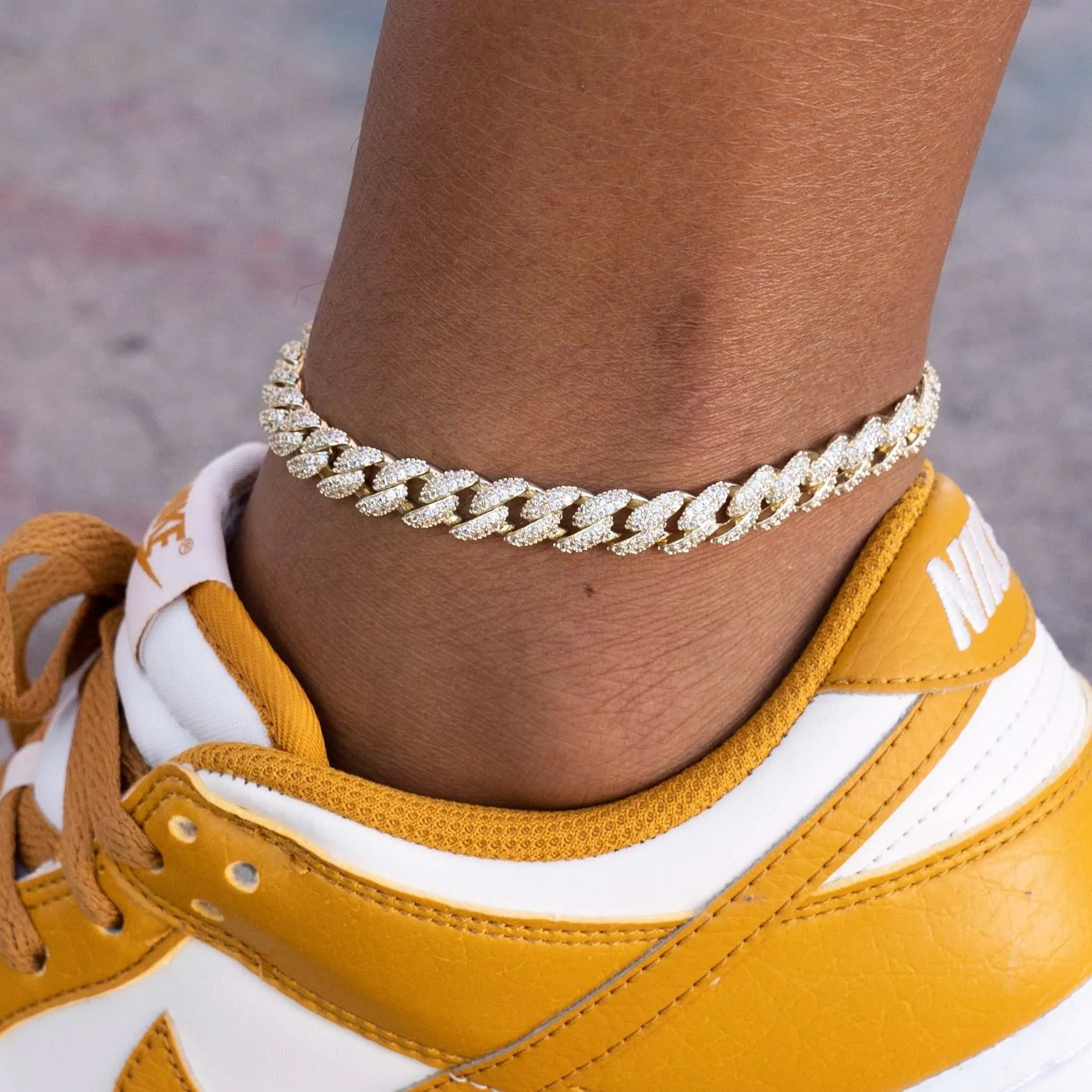 Iced Cuban Anklet in Yellow Gold - 8.5mm