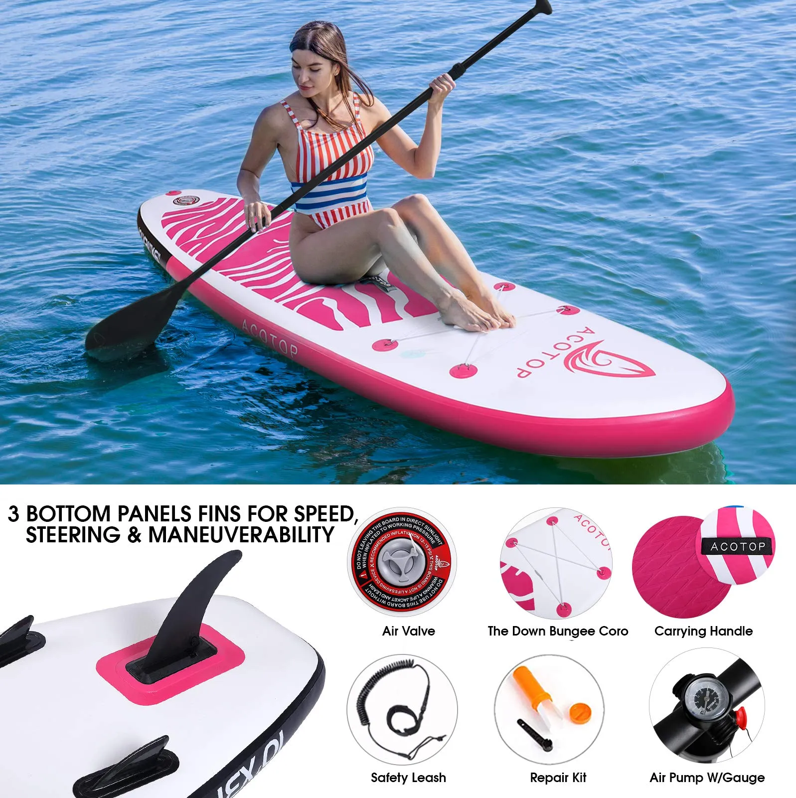 Inflatable Paddle Board, 10'x31 x6 Stand Up Paddle Board, Durable SUP Accessories, Manual