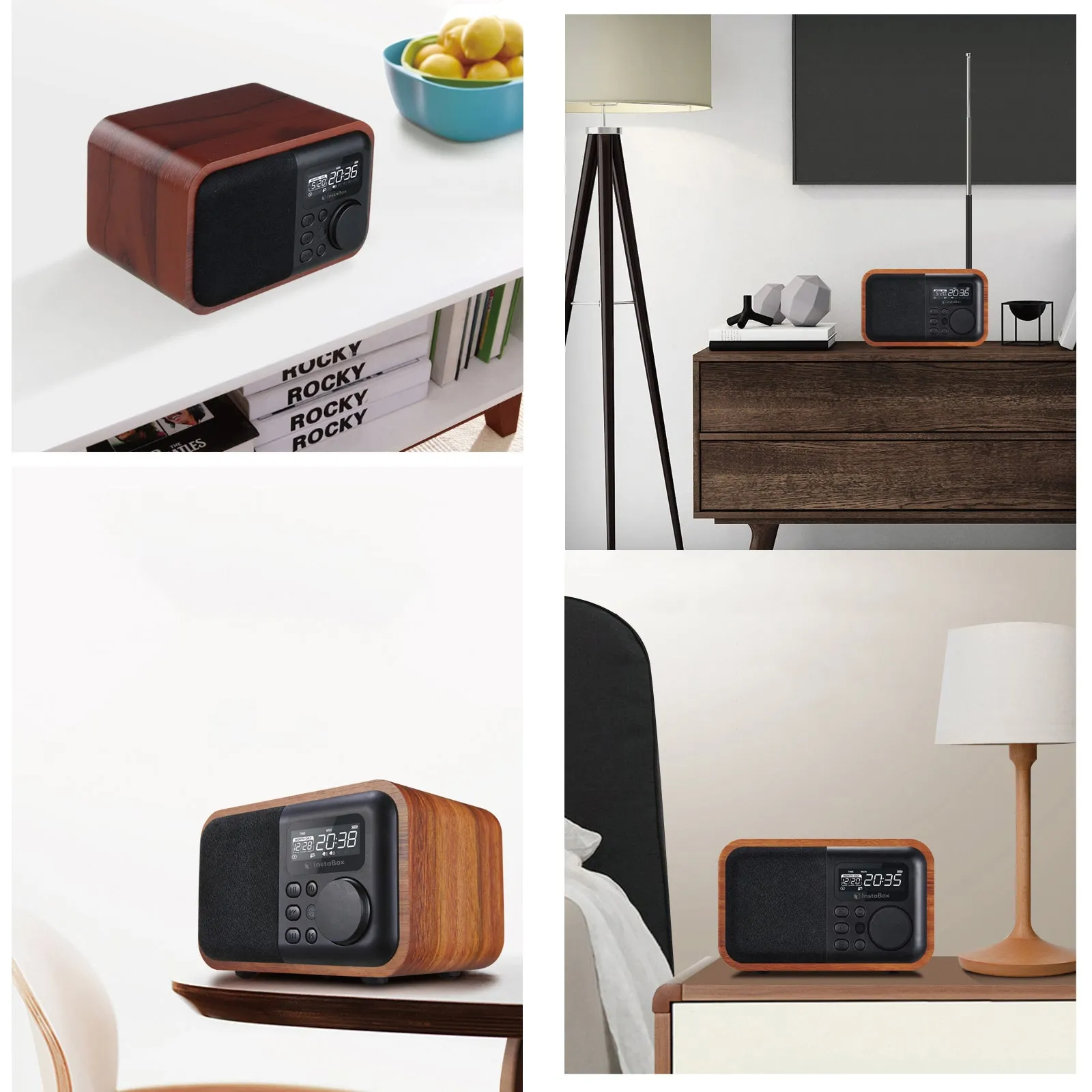 InstaBox i90 Wooden FM Clock Radio & Bluetooth Speaker [DISCONTINUED]