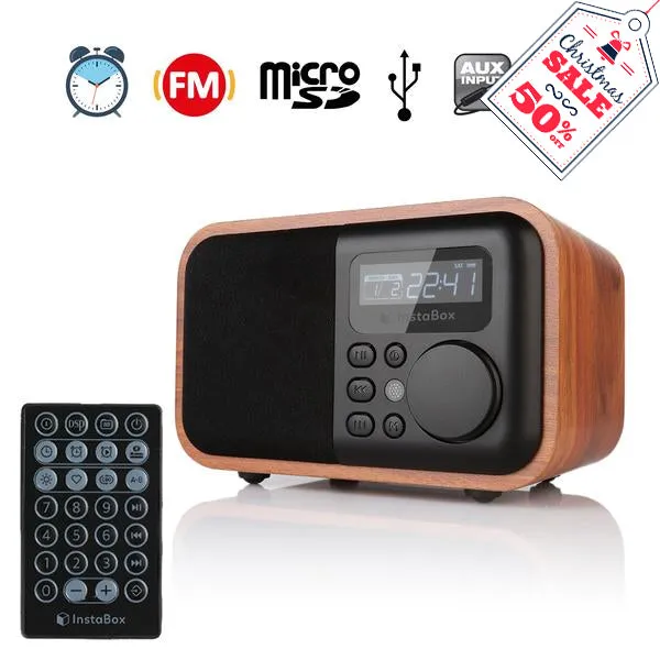 InstaBox i90 Wooden FM Clock Radio & Bluetooth Speaker [DISCONTINUED]