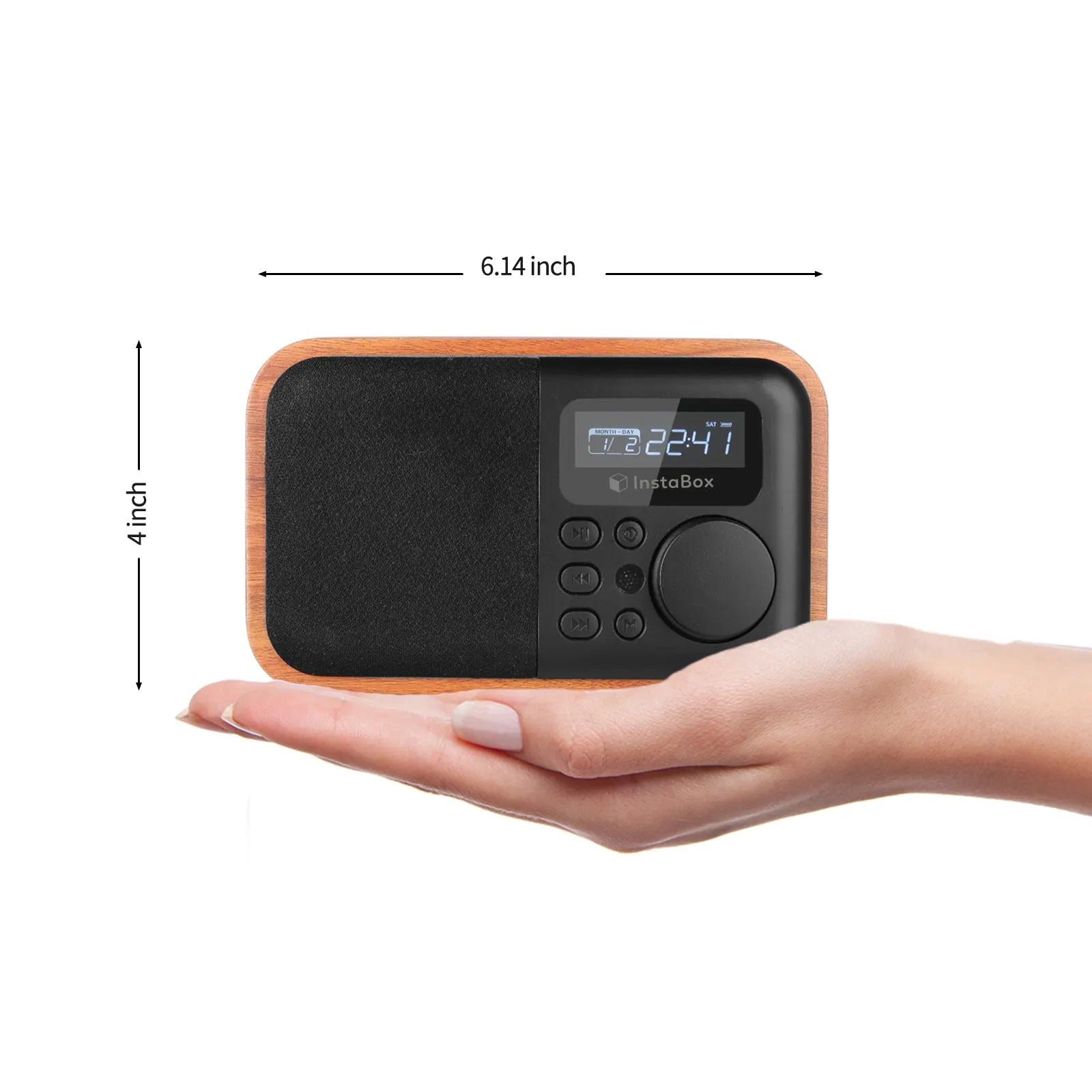 InstaBox i90 Wooden FM Clock Radio & Bluetooth Speaker [DISCONTINUED]