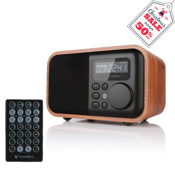 InstaBox i90 Wooden FM Clock Radio & Bluetooth Speaker [DISCONTINUED]