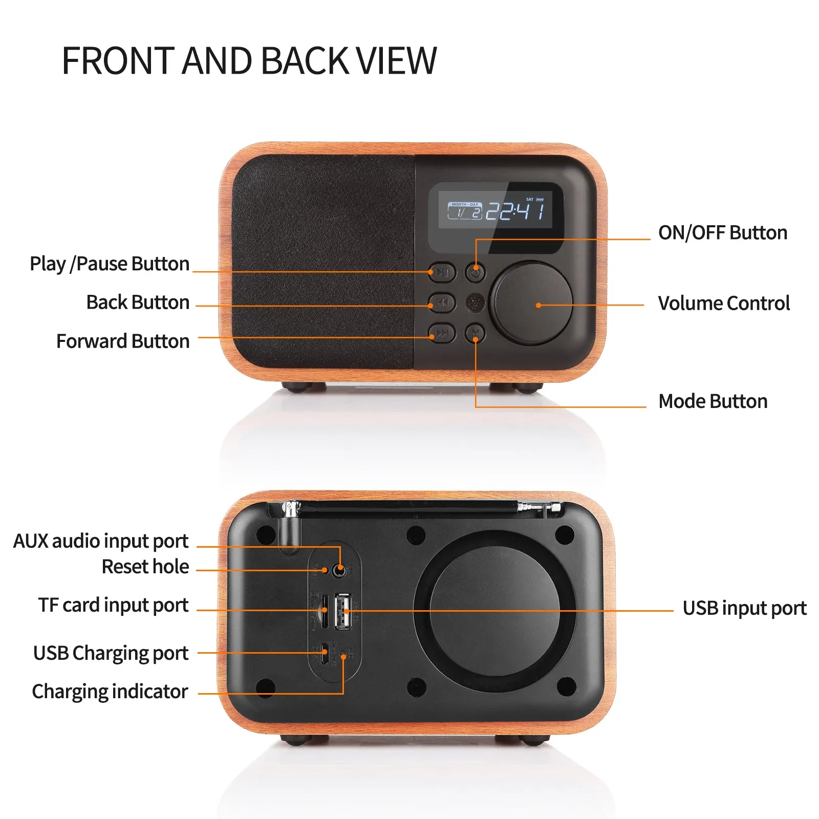 InstaBox i90 Wooden FM Clock Radio & Bluetooth Speaker [DISCONTINUED]