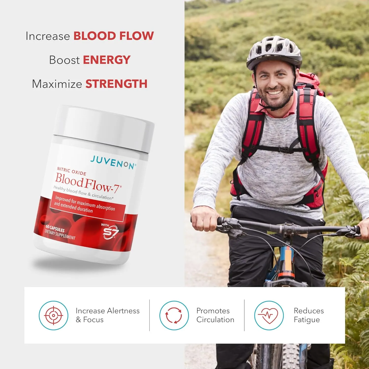 ITEM# 0186   Nitric Oxide Blood Flow-7 - Nitric Oxide Supplement with L Arginine and L Citrulline (90 Capsules) - Nitric Oxide Booster for Healthy Aging & Heart Health - Nitric Oxide Pills for Men & Women (Watch Video)