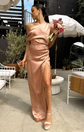 Jodie Dress ~ Rose Gold Luxe Satin