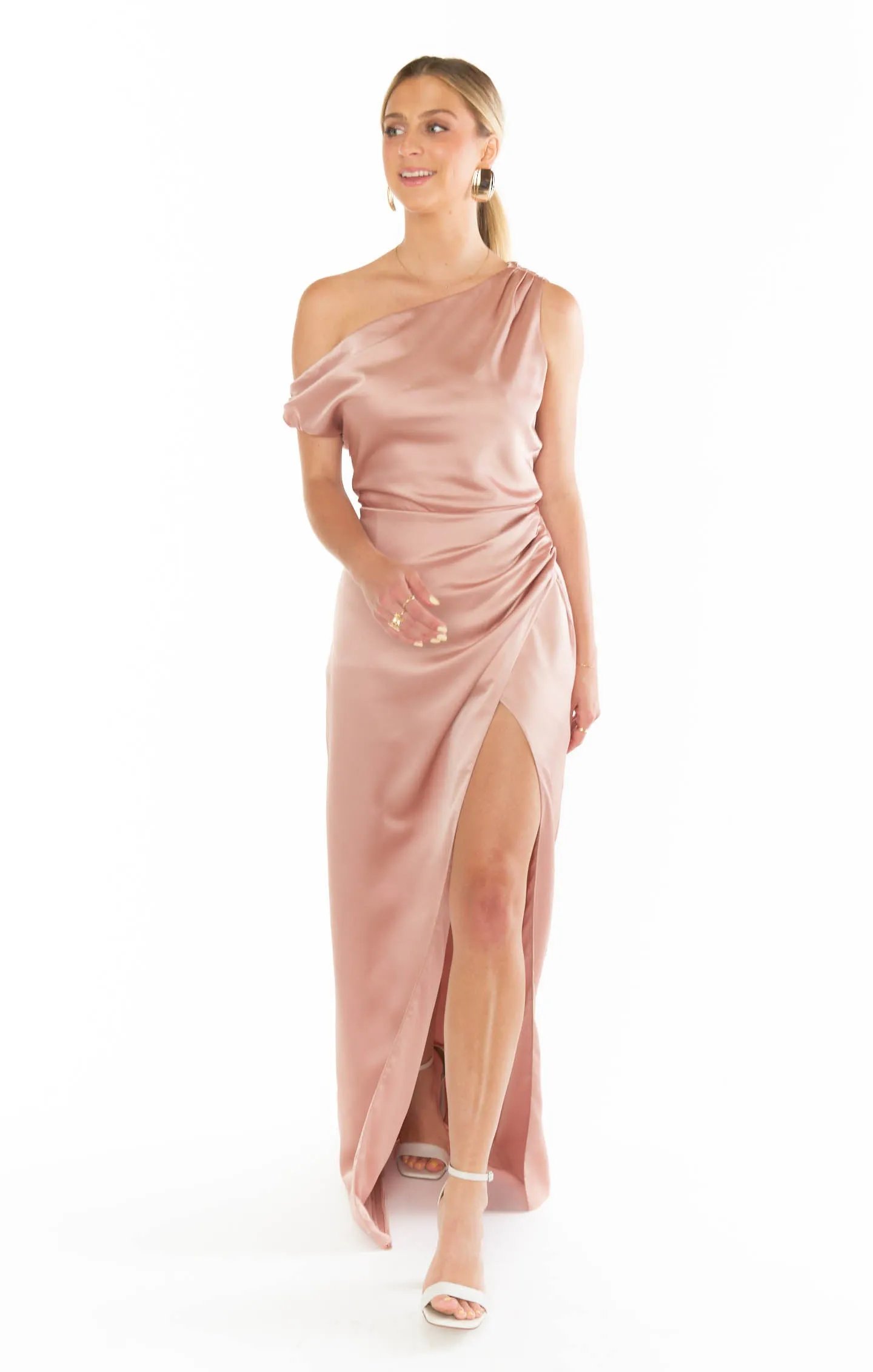 Jodie Dress ~ Rose Gold Luxe Satin