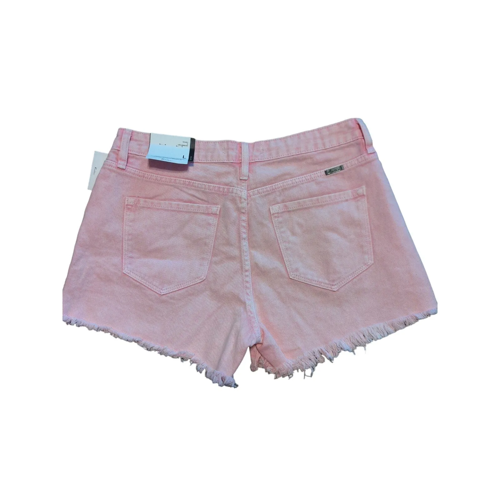 KANCAN Pink Distressed High Rise Frayed Jean Shorts Women's Size Large