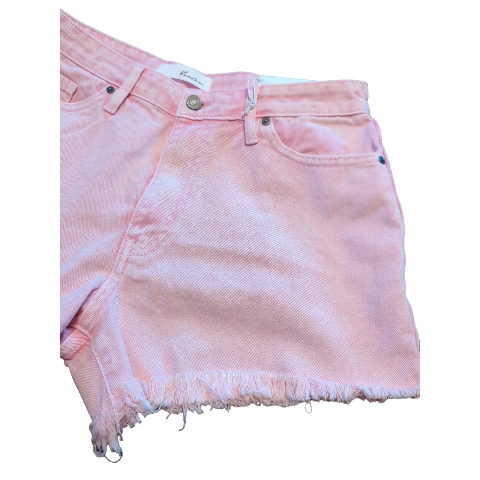 KANCAN Pink Distressed High Rise Frayed Jean Shorts Women's Size Large