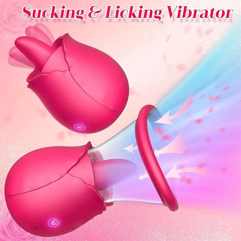 Klara - 2 in 1 Licking & Sucking Vacuum Pump Rose Vibrator