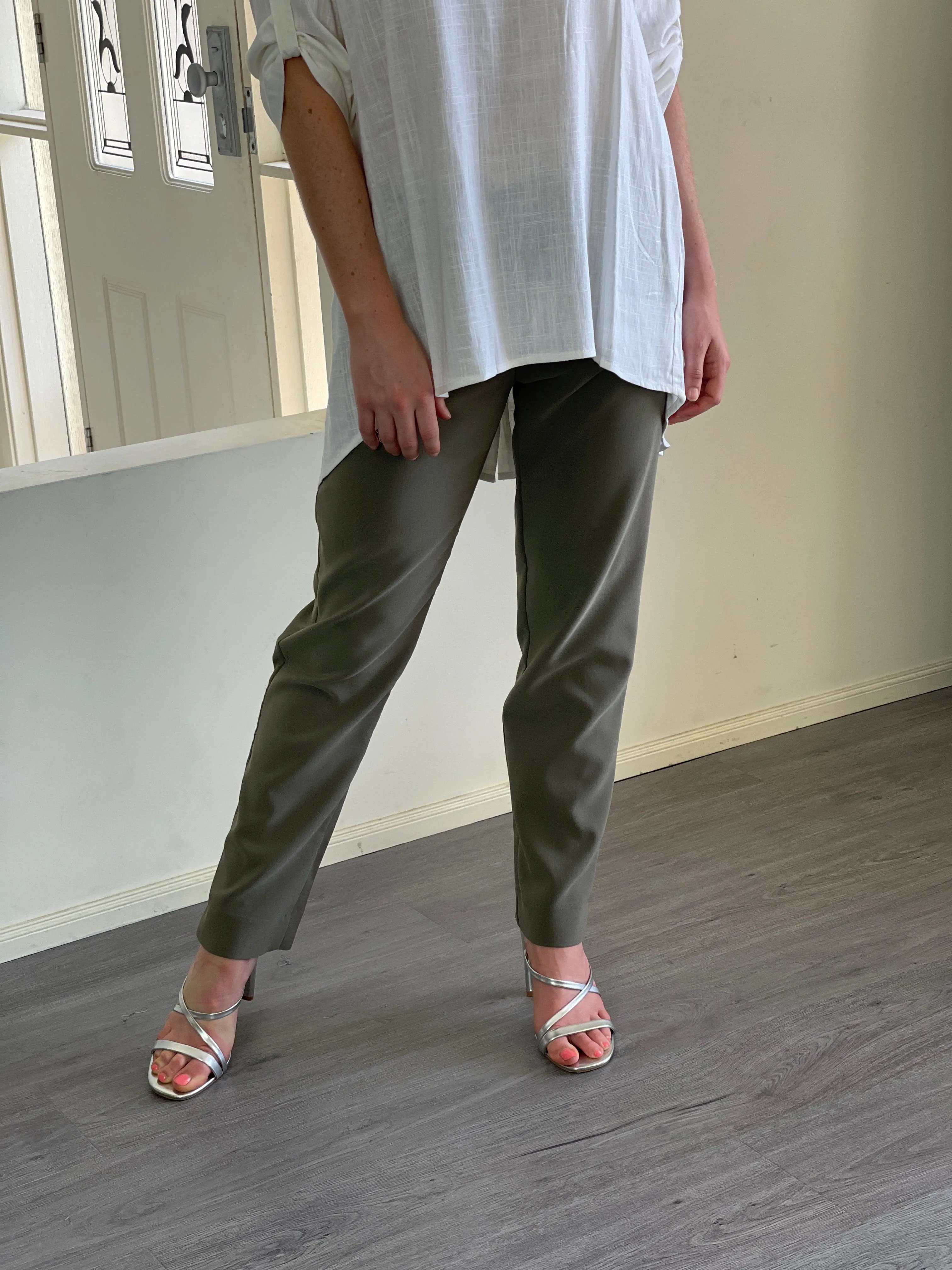 Kylie Khaki Stretch Pants