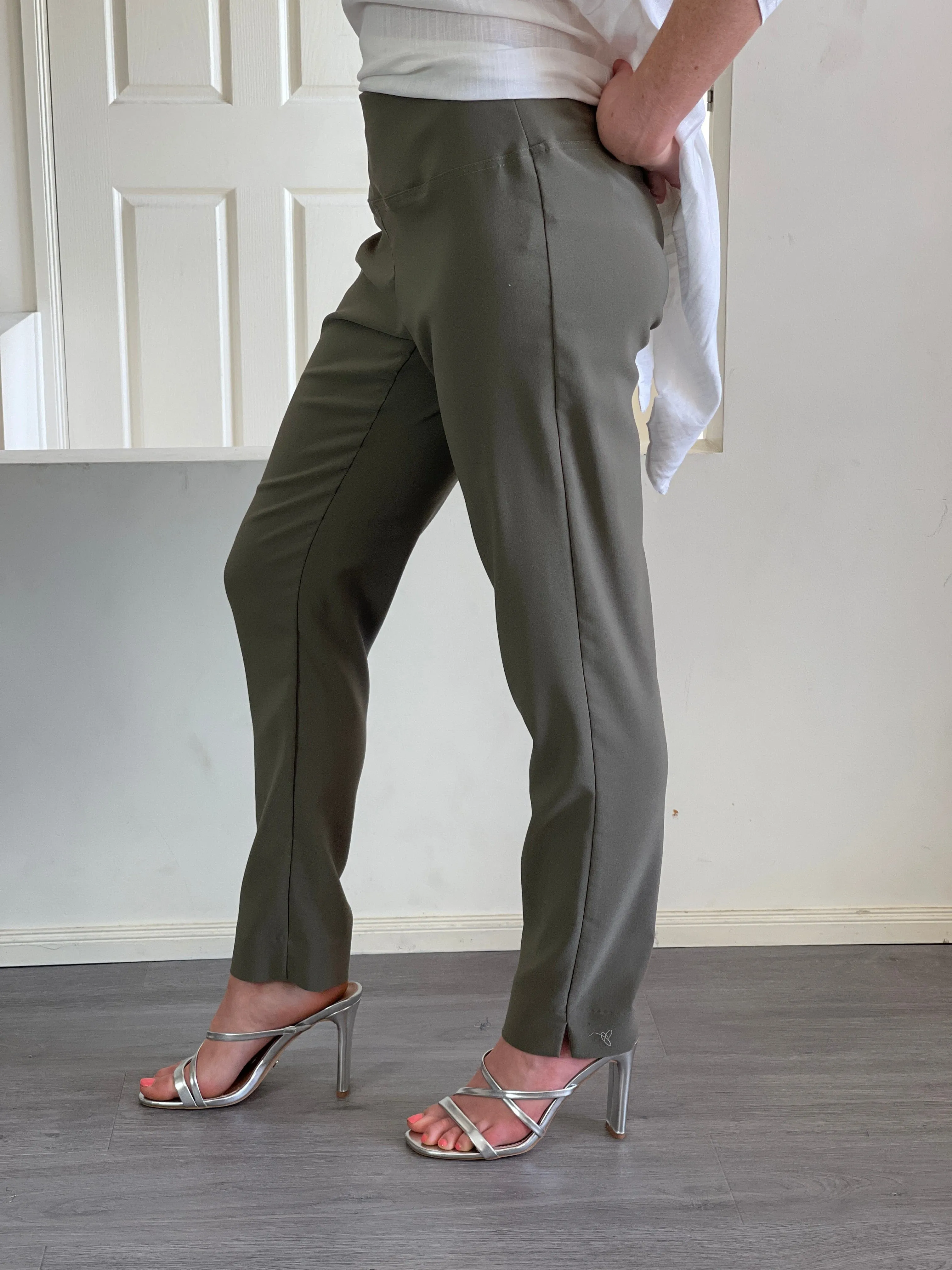 Kylie Khaki Stretch Pants