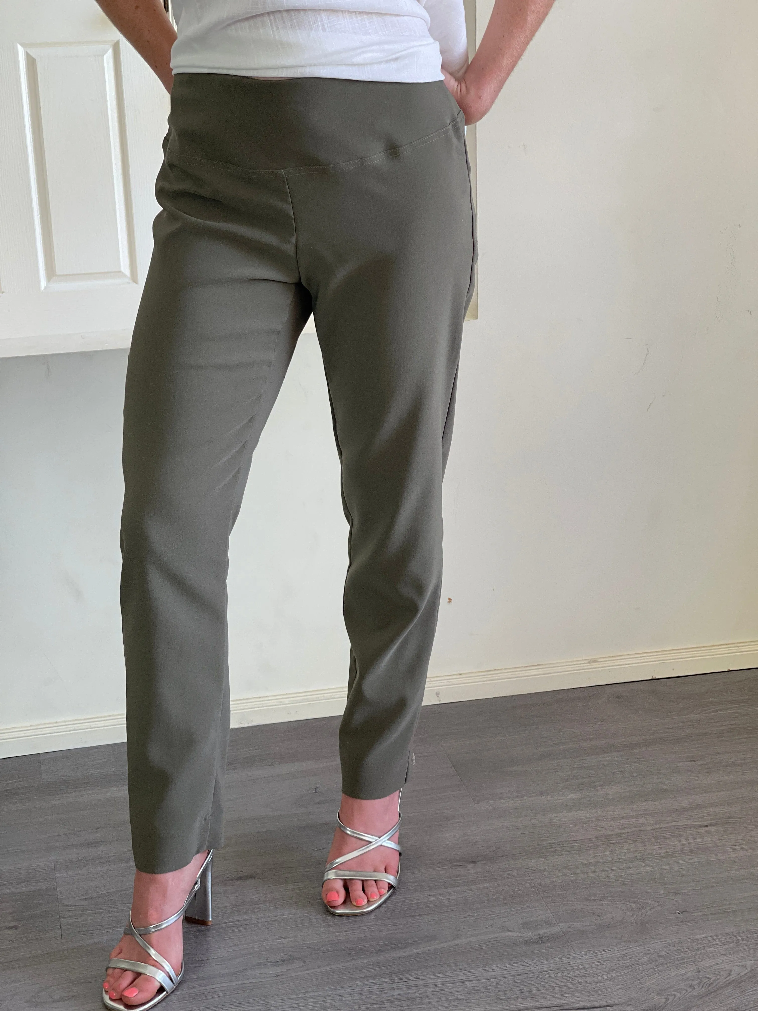 Kylie Khaki Stretch Pants