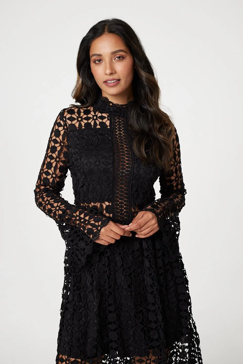 Lace Semi Sheer Skater Dress