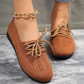 Lace-up Flats Women Fashion Breathable Lazy Mesh Shoes