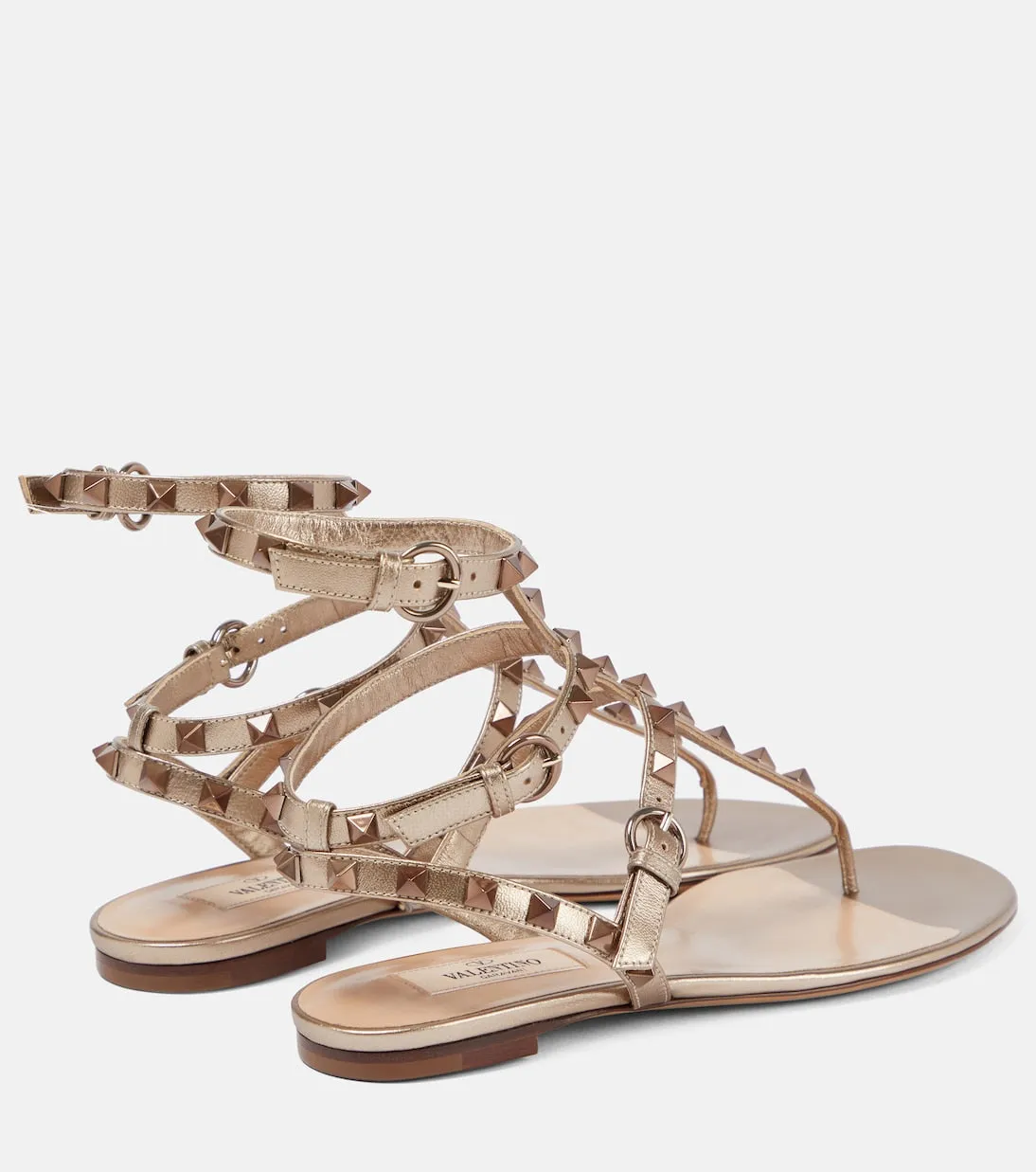 Leather vlogo Valentino Garavani strappy sandals, neutral