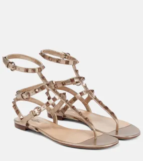 Leather vlogo Valentino Garavani strappy sandals, neutral