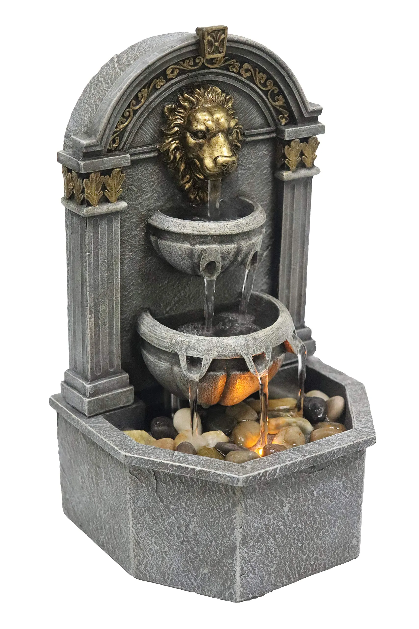 Lion's Head Fountain Relaxation Fountain with Automatic Pumps and LED Lights Fountain for Interior Decoration Indoor Fountain