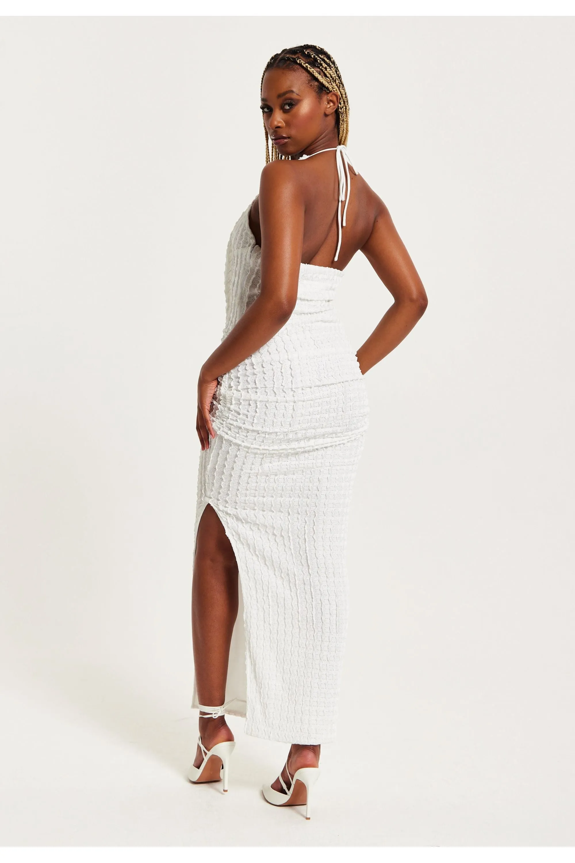 Liquorish Chic Halter Maxi Dress In White