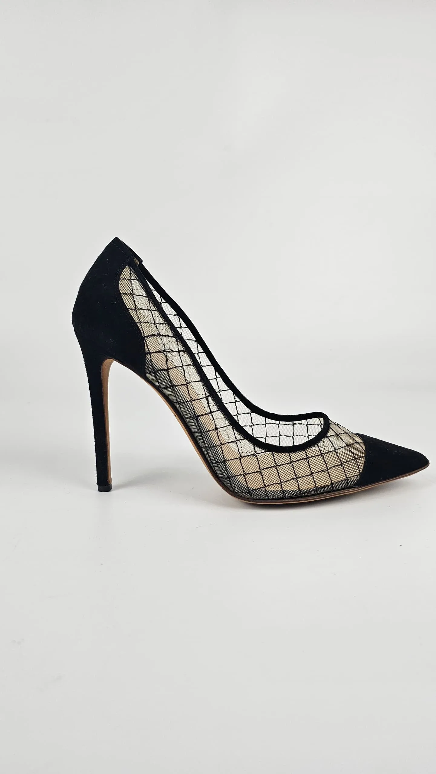 London “Sharkie” Sheer Toe Pumps Black