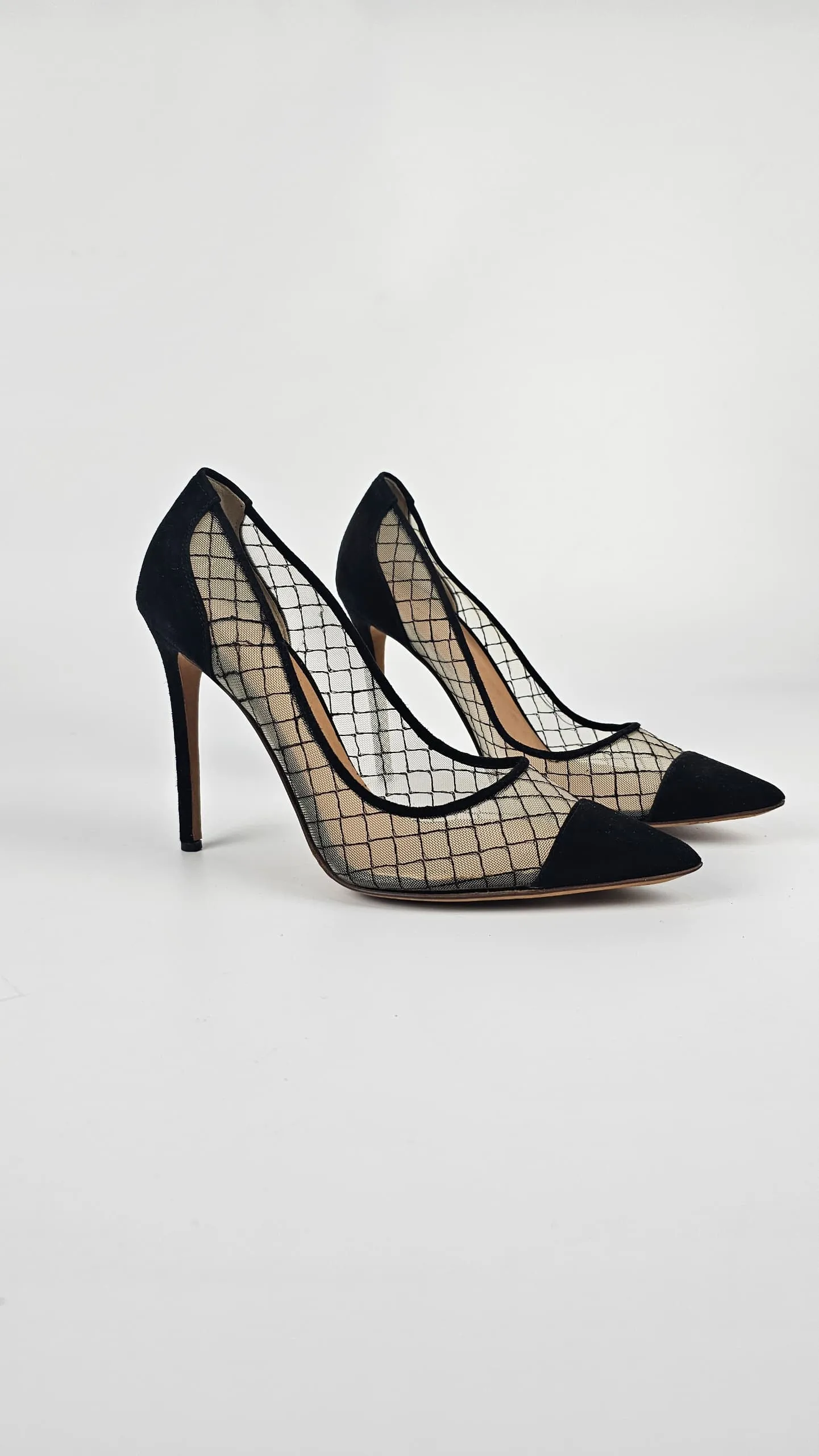 London “Sharkie” Sheer Toe Pumps Black