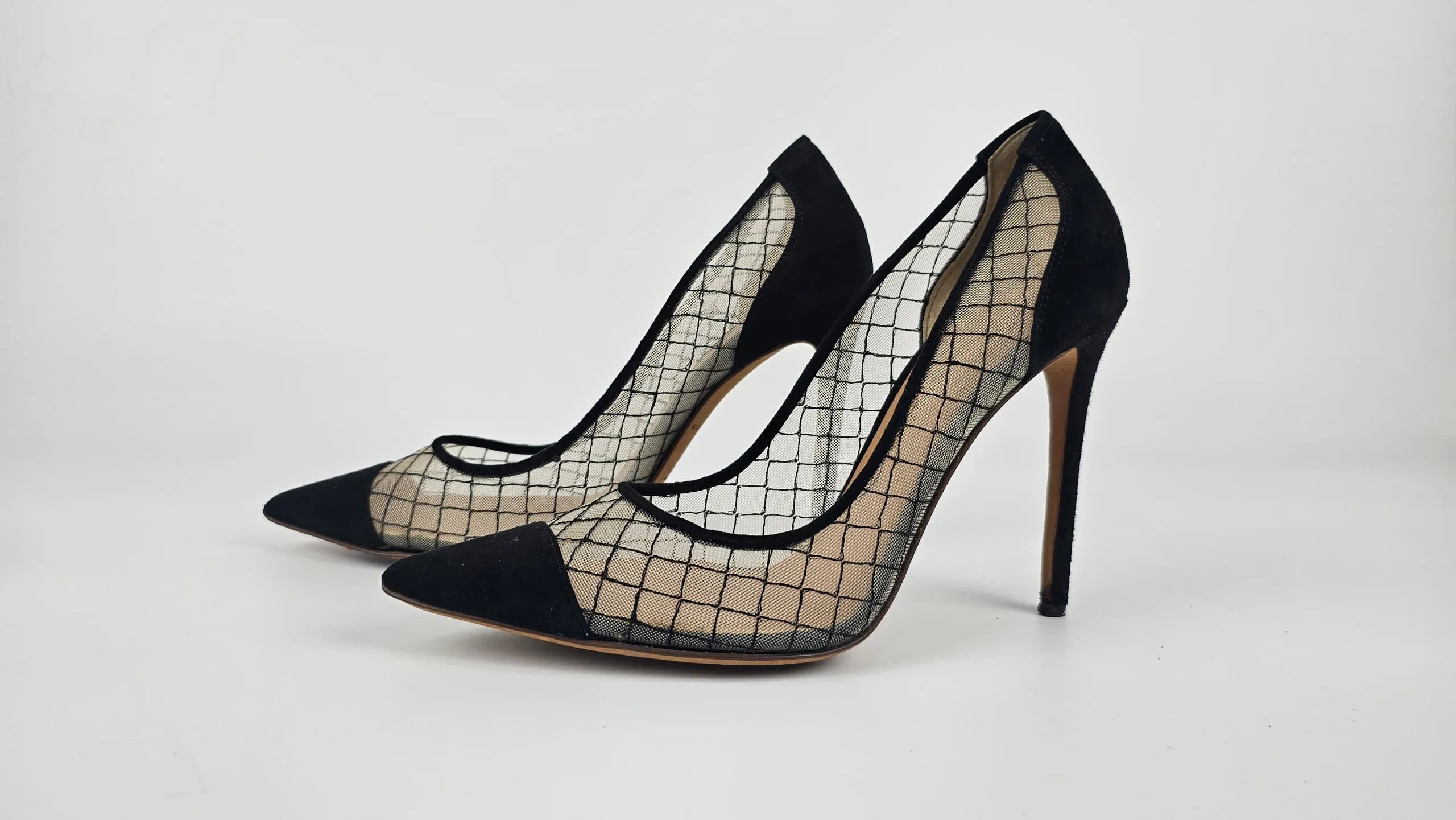 London “Sharkie” Sheer Toe Pumps Black