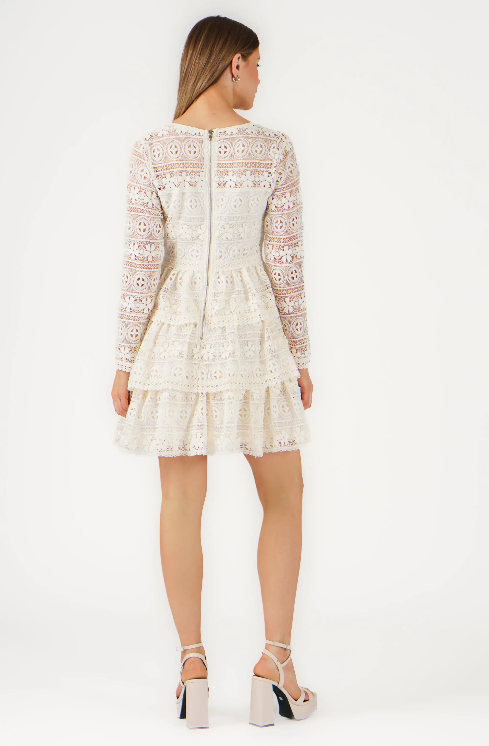 Long Sleeve Embroidered Lace Dress