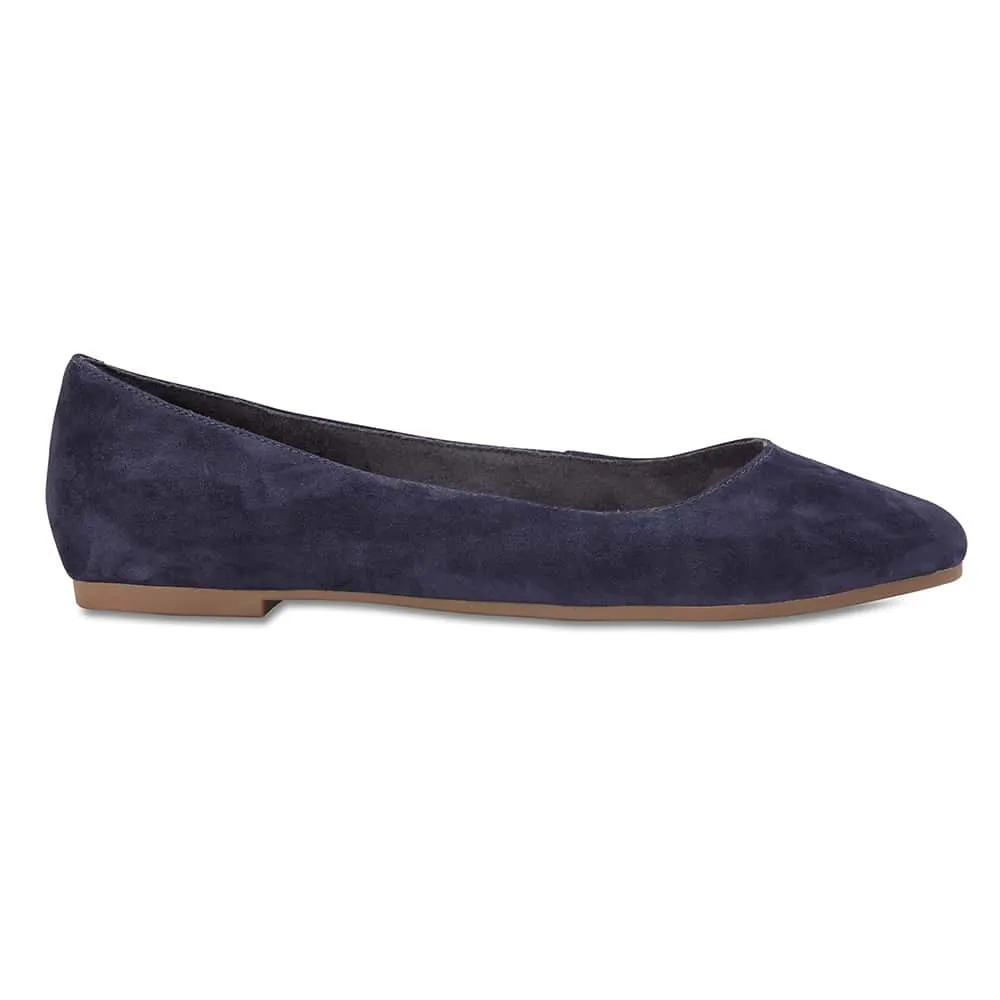 Lucia Flat in Navy Suede