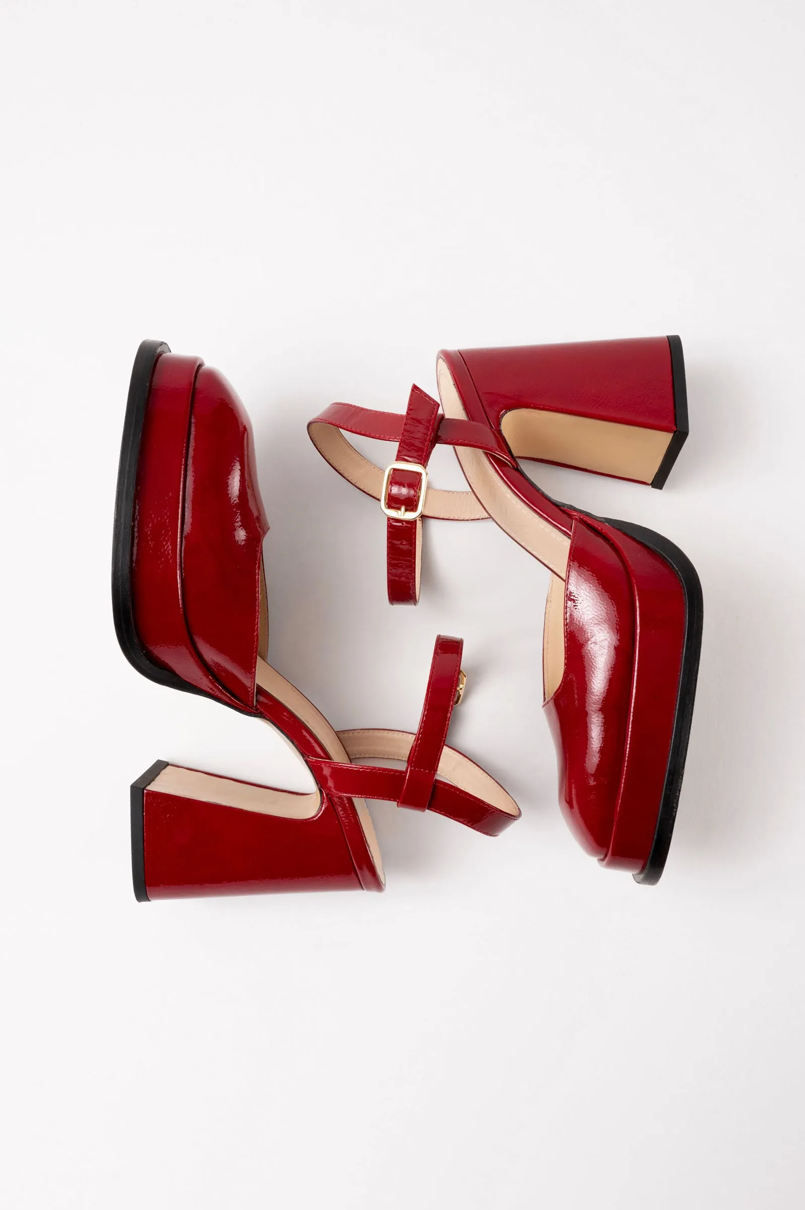 MALASANA - Berry Patent Leather Platform Pumps