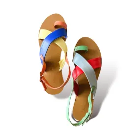 MAYA Retro Wide Cross Strap Board Sandals Flats