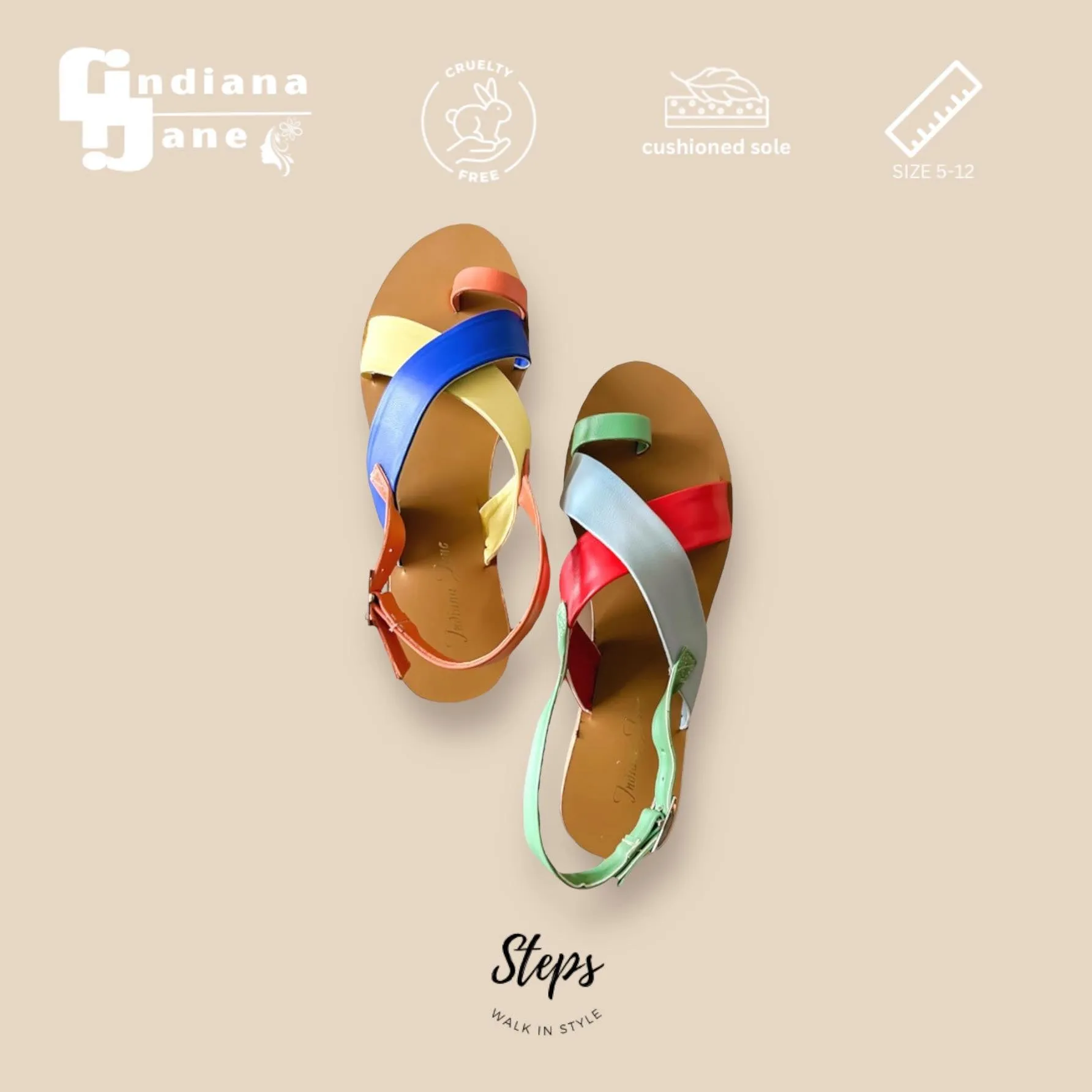 MAYA Retro Wide Cross Strap Board Sandals Flats