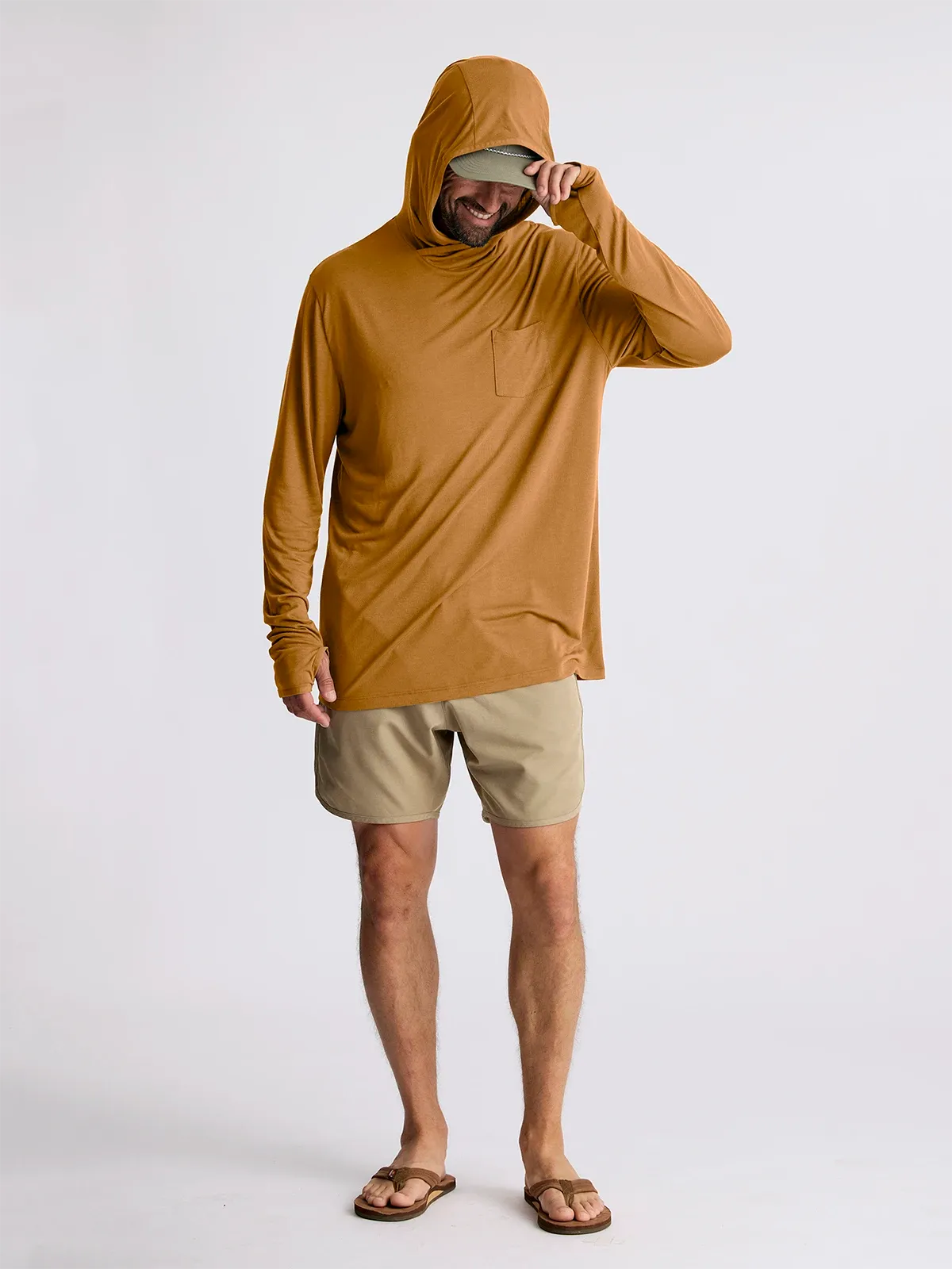 Men's Bamboo Lightweight Hoodie - Ochre