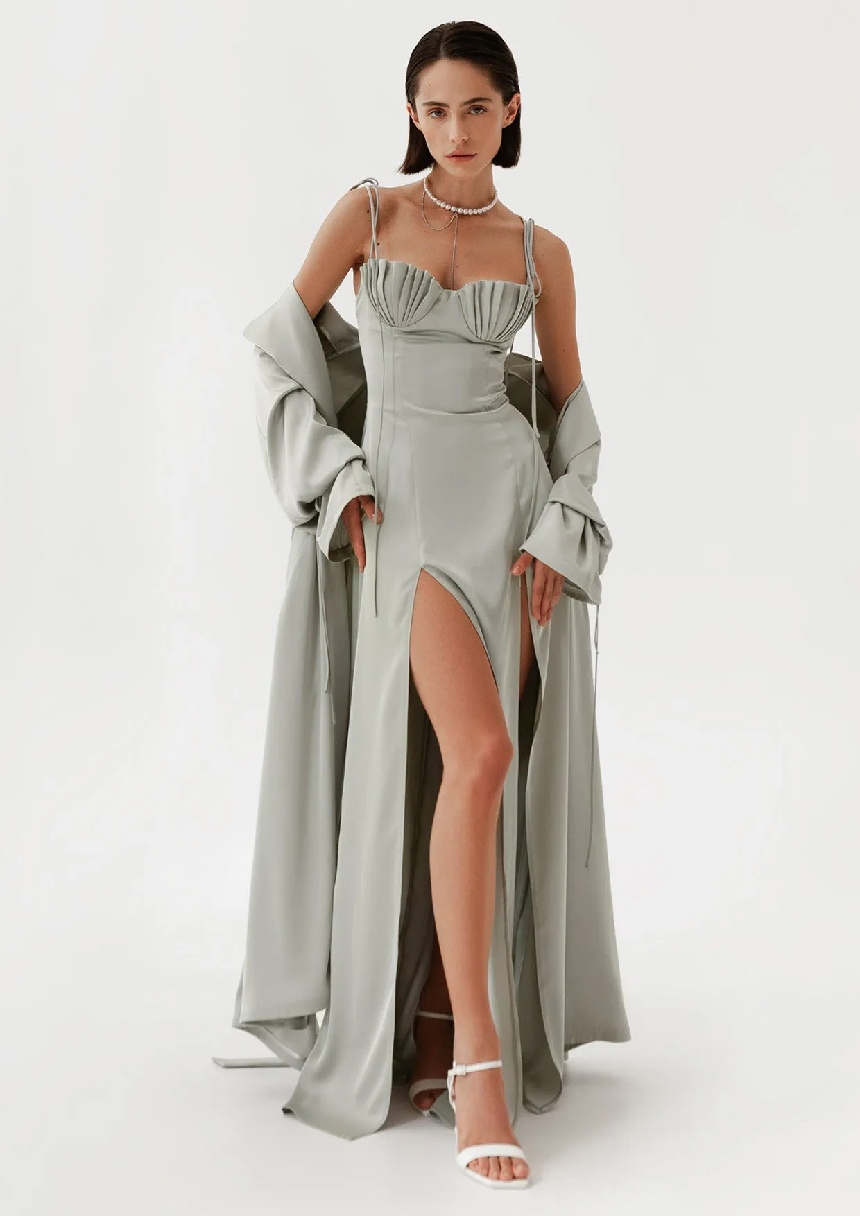 Mermaid Satin Corset Maxi Dress