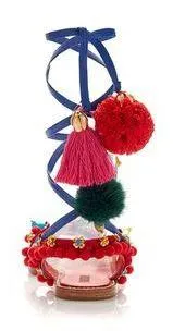 Multicolor Pompom & Tassels Leather Sandals