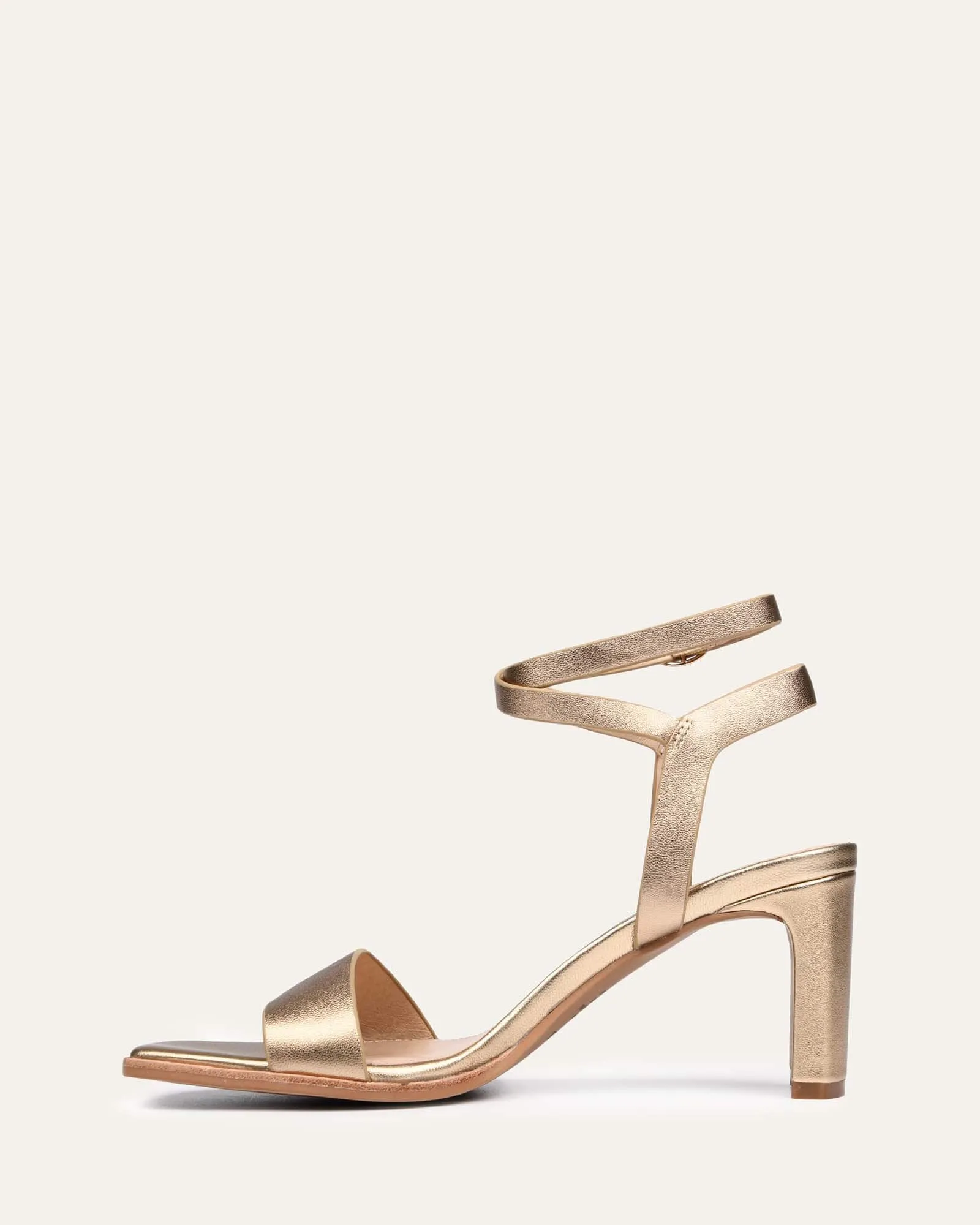 NATSU MID HEEL SANDALS SOFT GOLD LEATHER